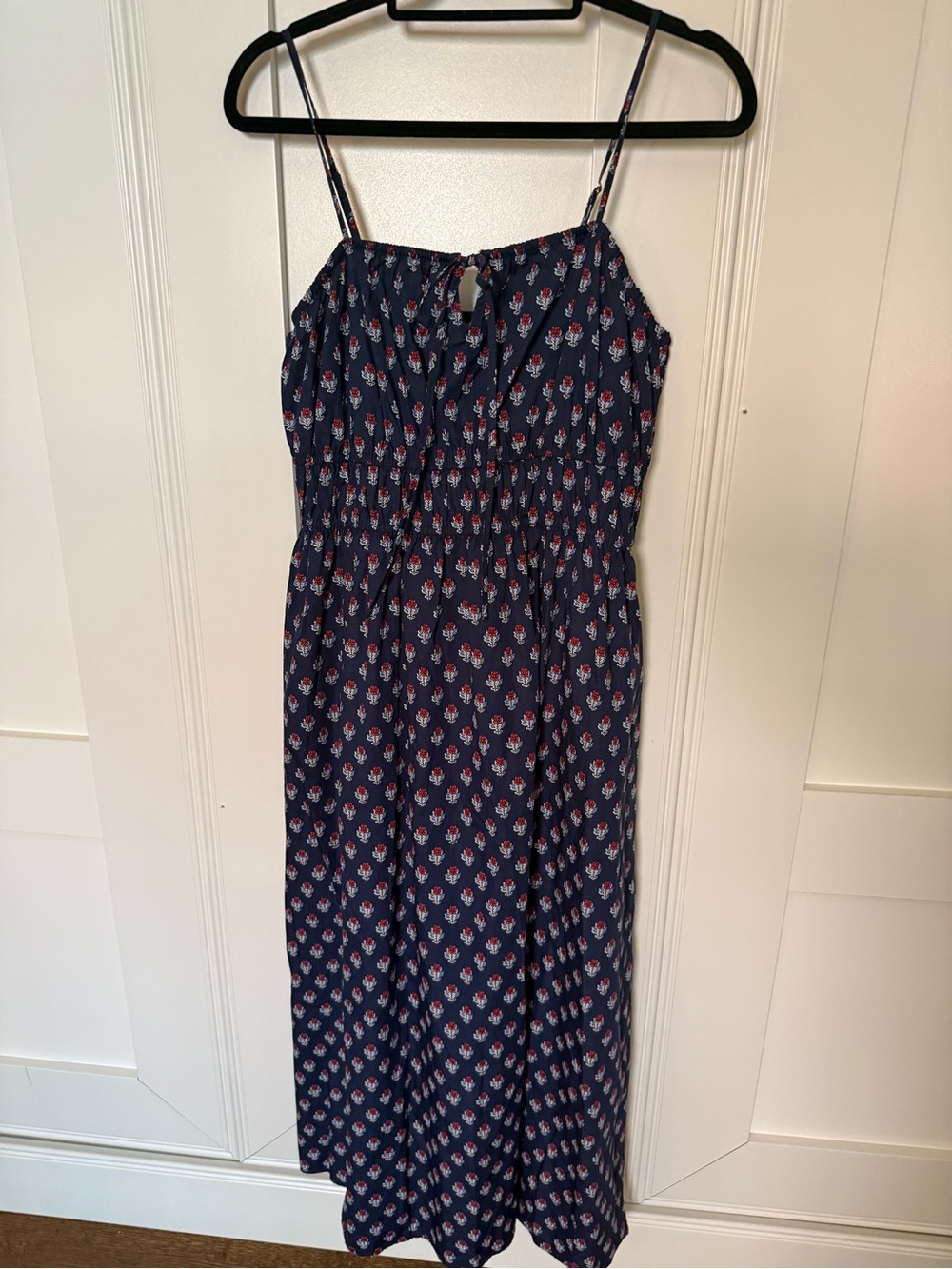 Universal Thread Navy Blue Floral Spaghetti-Strap Maxi Dress
